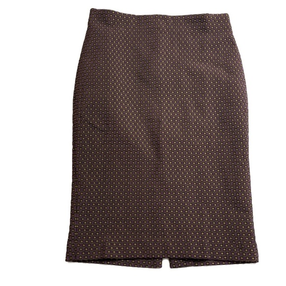 AAN TAYLOR  Purple Gold Textured Midi Below Knee Length Straight Pencil Skirt 6P - Picture 2 of 8